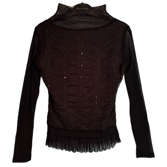 VTG Vitae Goth Witchy Fairy Mesh Top Sz S Black Sequin Whimsigoth Retro Vampire - Picture 2 of 12